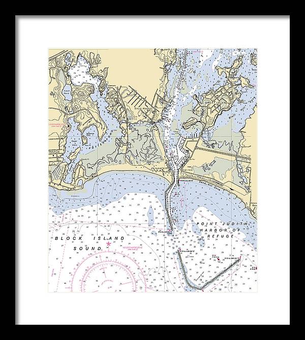 Snug Harbor -rhode Island Nautical Chart _v2 - Framed Print