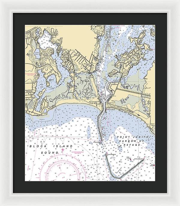 Snug Harbor -rhode Island Nautical Chart _v2 - Framed Print