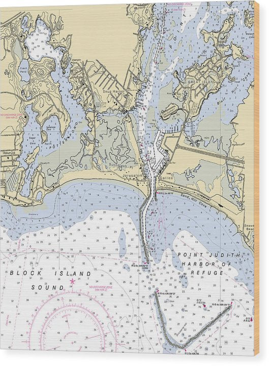 Snug Harbor -Rhode Island Nautical Chart _V2 Wood Print