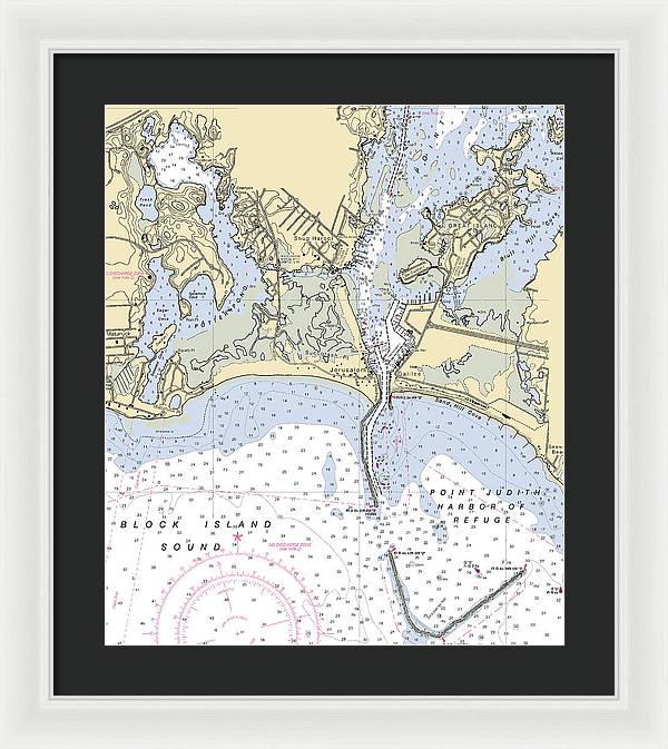 Snug Harbor -rhode Island Nautical Chart _v2 - Framed Print