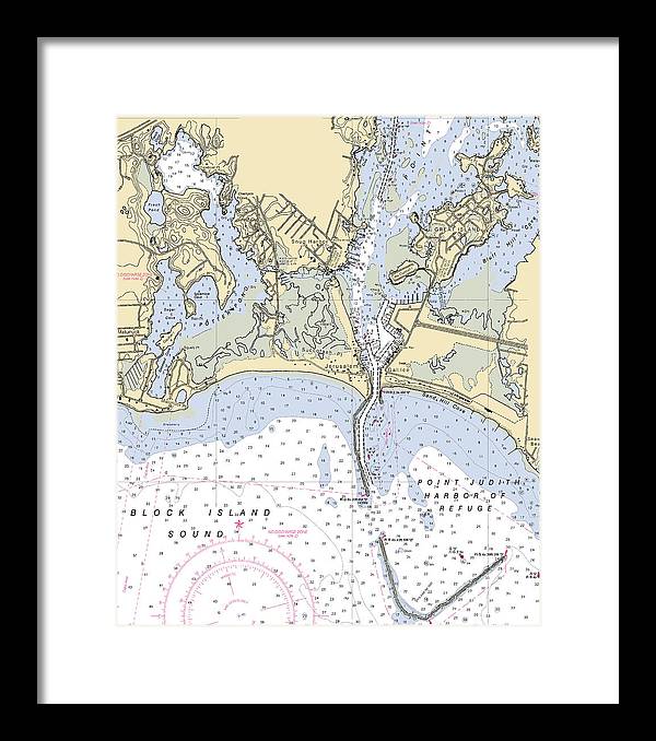 Snug Harbor -rhode Island Nautical Chart _v2 - Framed Print