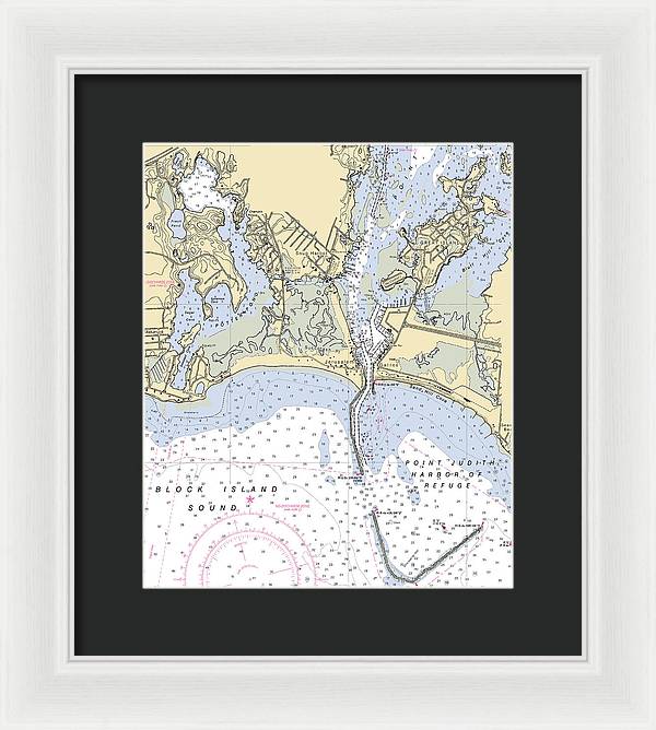 Snug Harbor -rhode Island Nautical Chart _v2 - Framed Print