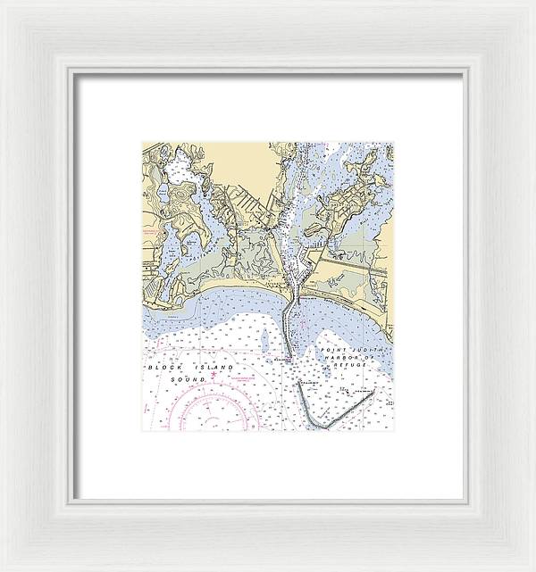 Snug Harbor -rhode Island Nautical Chart _v2 - Framed Print