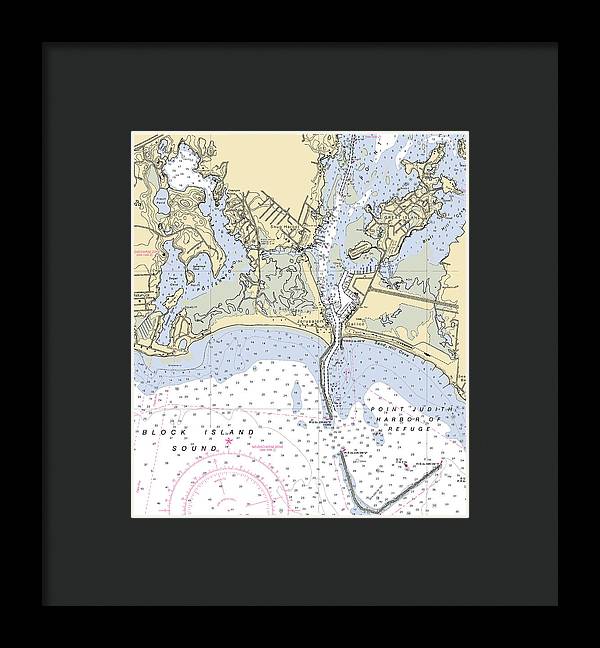 Snug Harbor -rhode Island Nautical Chart _v2 - Framed Print