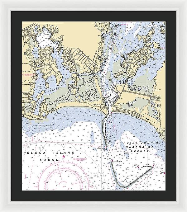 Snug Harbor -rhode Island Nautical Chart _v2 - Framed Print