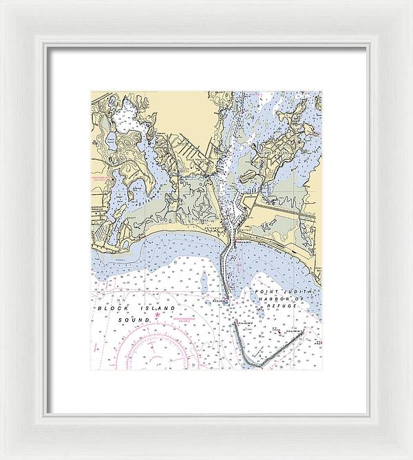 Snug Harbor -rhode Island Nautical Chart _v2 - Framed Print