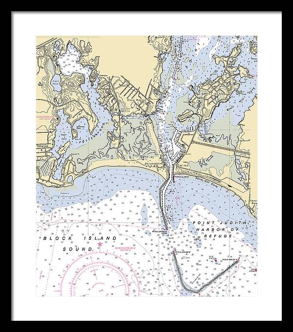 Snug Harbor -rhode Island Nautical Chart _v2 - Framed Print