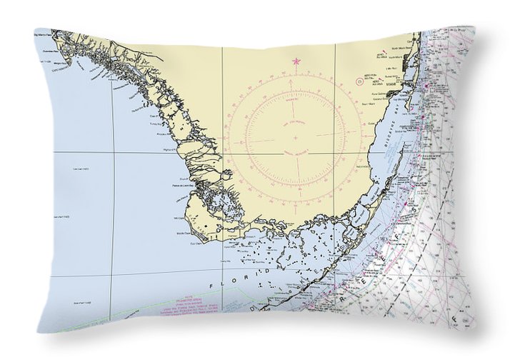 South Florida Nautical Chart - Throw Pillow