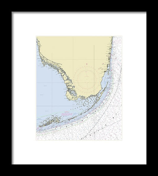 South Florida Nautical Chart - Framed Print