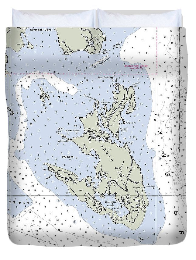 South Marsh Island-maryland Nautical Chart - Duvet Cover