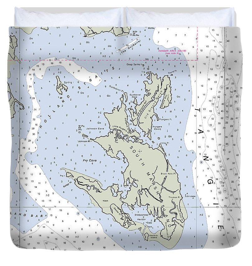 South Marsh Island Maryland Nautical Chart Duvet Cover