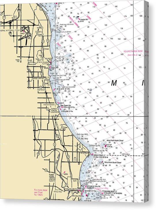 South Milwaukee-Lake Michigan Nautical Chart Canvas Print