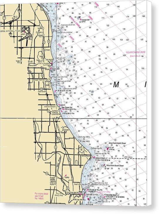 South Milwaukee-lake Michigan Nautical Chart - Canvas Print