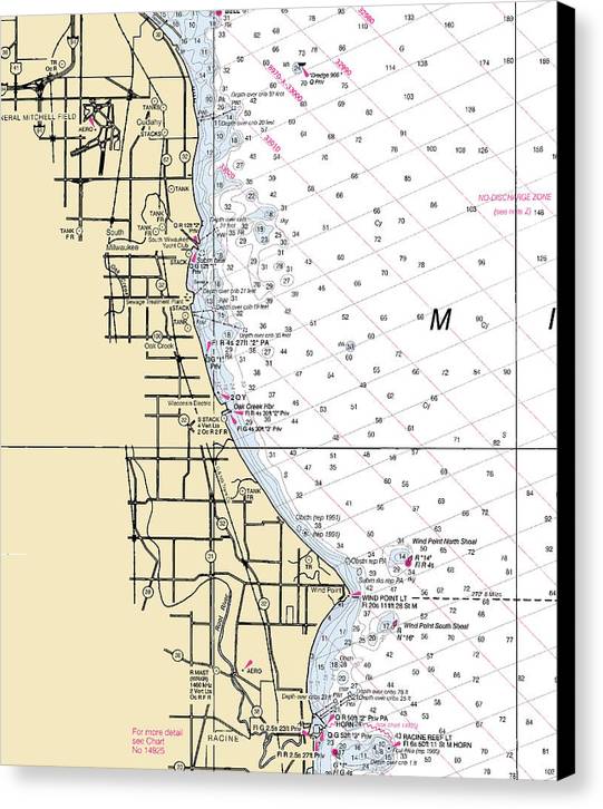 South Milwaukee-lake Michigan Nautical Chart - Canvas Print