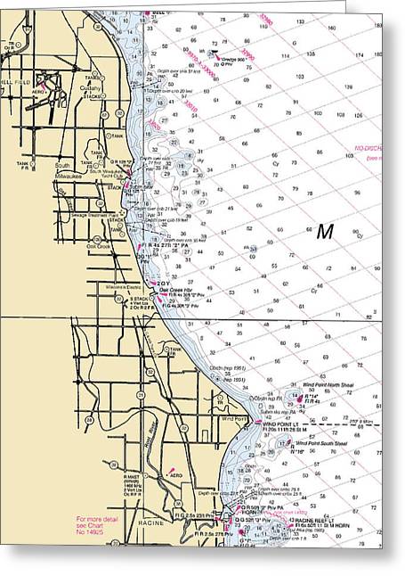 South Milwaukee-lake Michigan Nautical Chart - Greeting Card