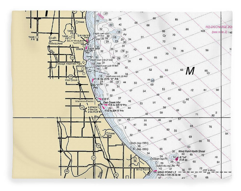 South Milwaukee-lake Michigan Nautical Chart - Blanket