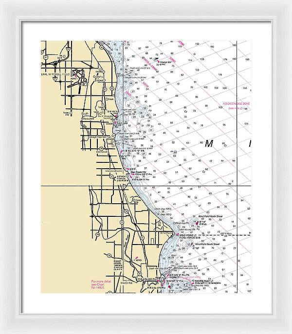 South Milwaukee-lake Michigan Nautical Chart - Framed Print