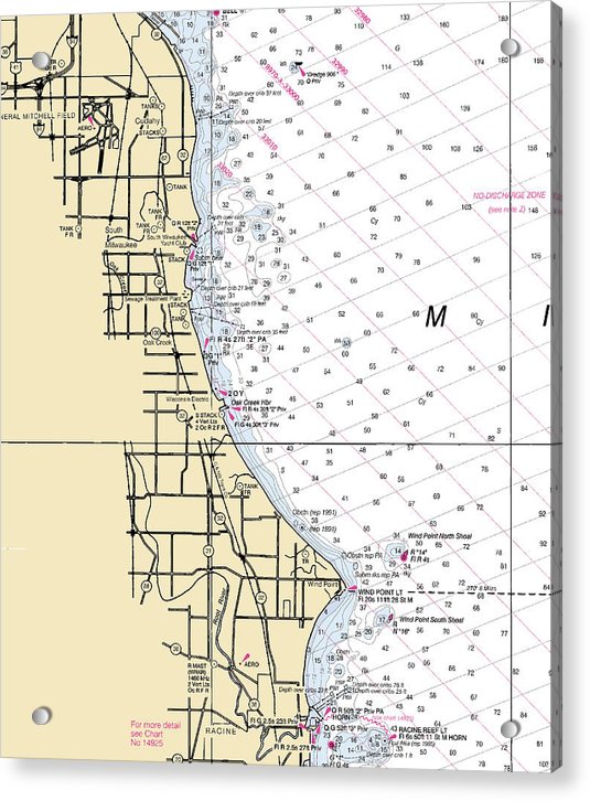 South Milwaukee-lake Michigan Nautical Chart - Acrylic Print