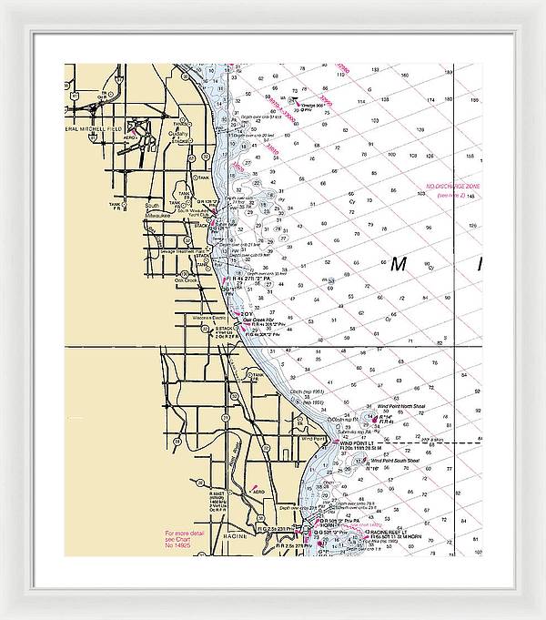 South Milwaukee-lake Michigan Nautical Chart - Framed Print