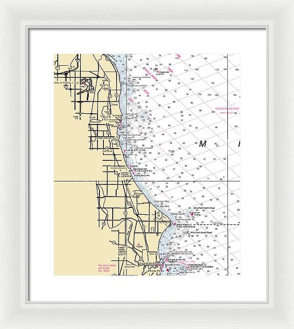 South Milwaukee-lake Michigan Nautical Chart - Framed Print