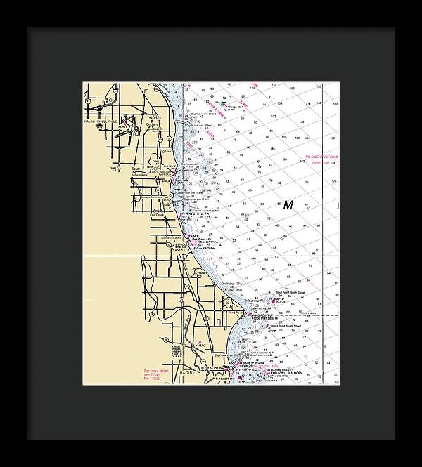 South Milwaukee-lake Michigan Nautical Chart - Framed Print