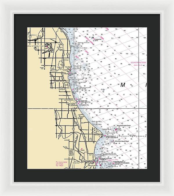 South Milwaukee-lake Michigan Nautical Chart - Framed Print