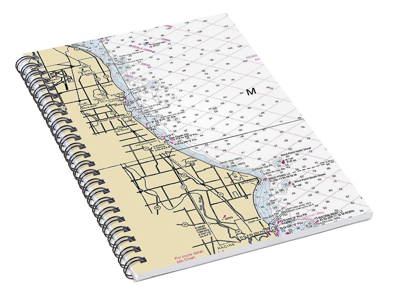 South Milwaukee-lake Michigan Nautical Chart - Spiral Notebook