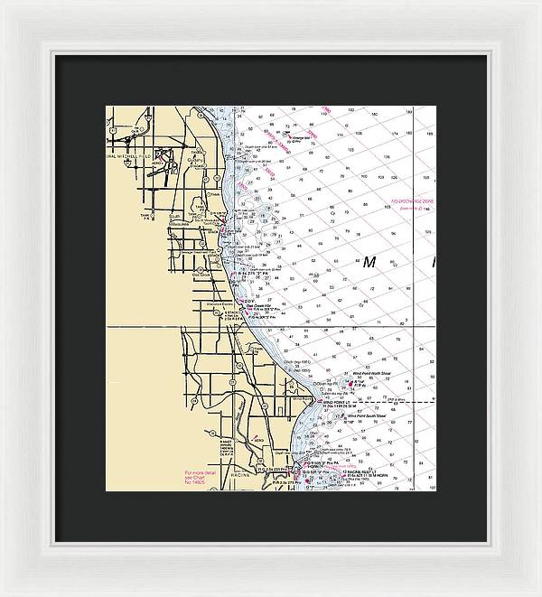 South Milwaukee-lake Michigan Nautical Chart - Framed Print