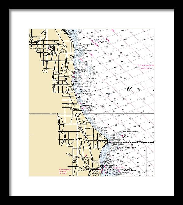 South Milwaukee-lake Michigan Nautical Chart - Framed Print