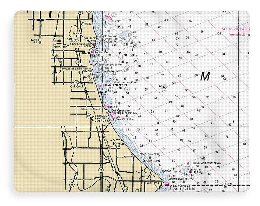 South Milwaukee-lake Michigan Nautical Chart - Blanket