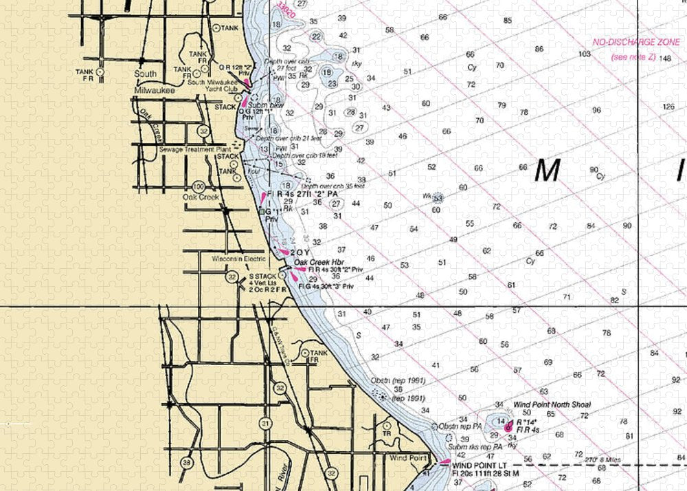 South Milwaukee-lake Michigan Nautical Chart - Puzzle