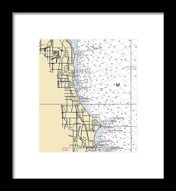 South Milwaukee-lake Michigan Nautical Chart - Framed Print