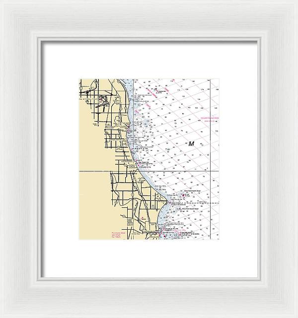 South Milwaukee-lake Michigan Nautical Chart - Framed Print