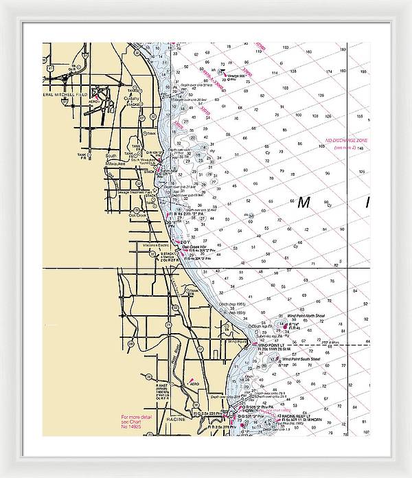 South Milwaukee-lake Michigan Nautical Chart - Framed Print