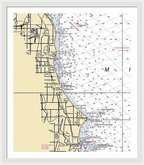 South Milwaukee-lake Michigan Nautical Chart - Framed Print