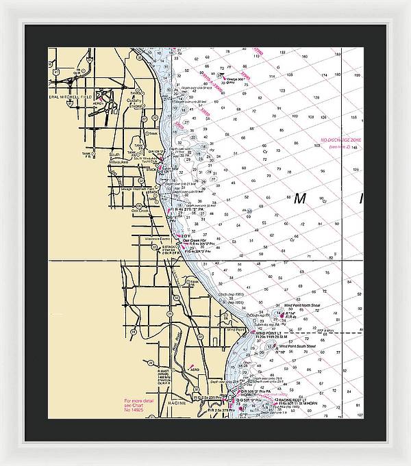 South Milwaukee-lake Michigan Nautical Chart - Framed Print