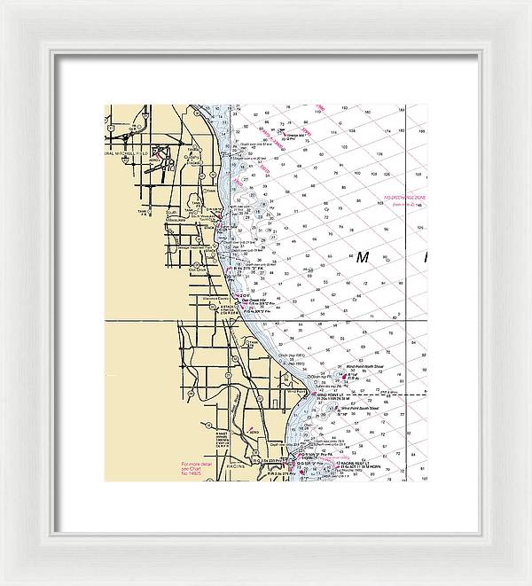 South Milwaukee-lake Michigan Nautical Chart - Framed Print