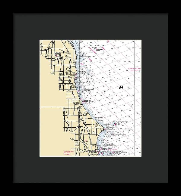 South Milwaukee-lake Michigan Nautical Chart - Framed Print