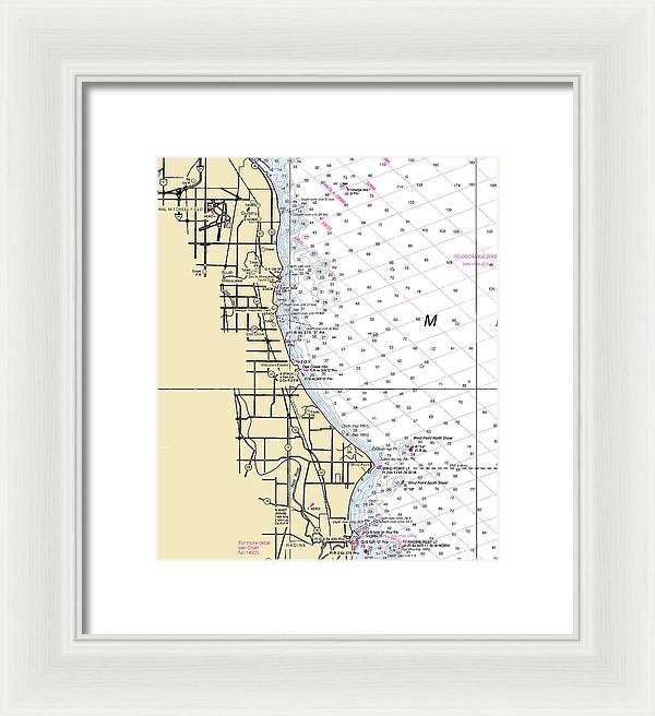 South Milwaukee-lake Michigan Nautical Chart - Framed Print