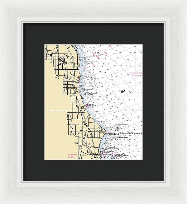 South Milwaukee-lake Michigan Nautical Chart - Framed Print