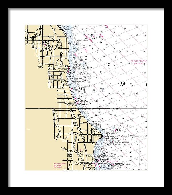 South Milwaukee-lake Michigan Nautical Chart - Framed Print