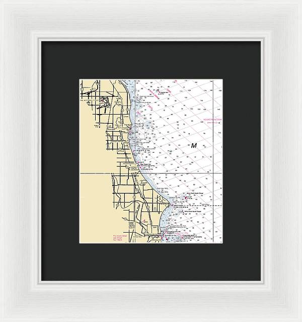 South Milwaukee-lake Michigan Nautical Chart - Framed Print