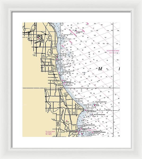 South Milwaukee-lake Michigan Nautical Chart - Framed Print