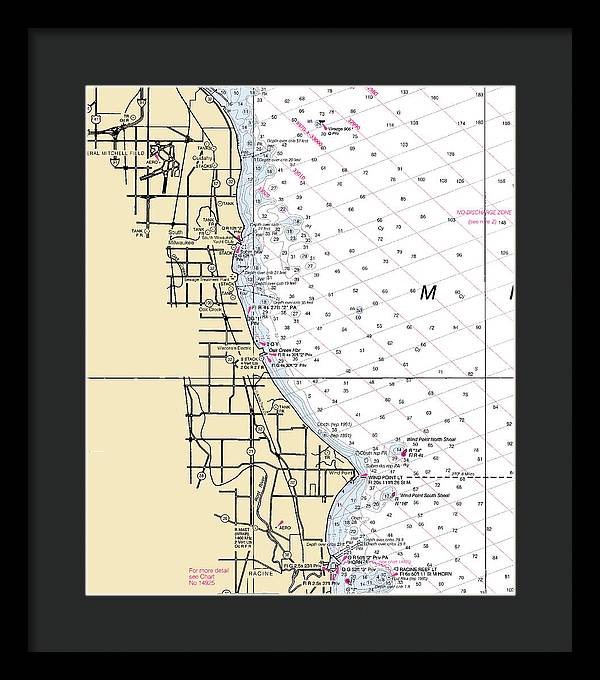 South Milwaukee-lake Michigan Nautical Chart - Framed Print