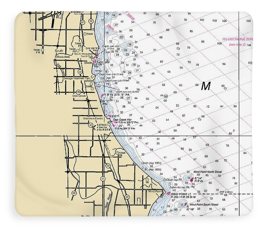 South Milwaukee-lake Michigan Nautical Chart - Blanket