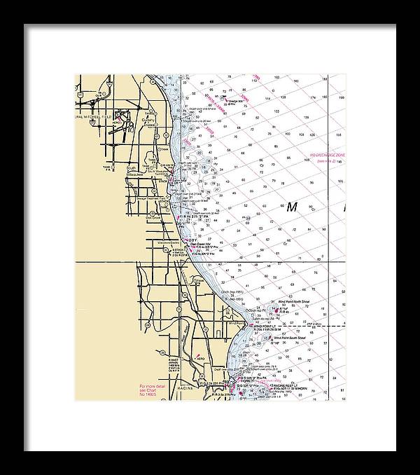 South Milwaukee-lake Michigan Nautical Chart - Framed Print