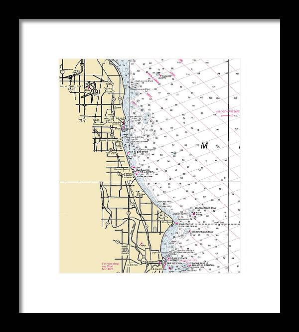 South Milwaukee-lake Michigan Nautical Chart - Framed Print