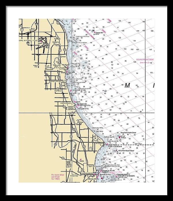 South Milwaukee-lake Michigan Nautical Chart - Framed Print