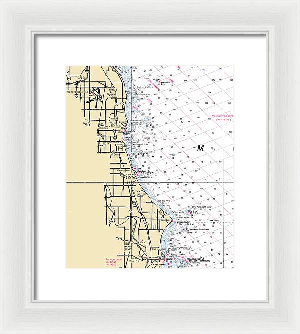 South Milwaukee-lake Michigan Nautical Chart - Framed Print