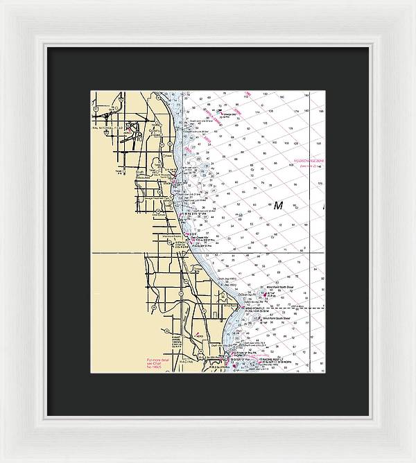 South Milwaukee-lake Michigan Nautical Chart - Framed Print